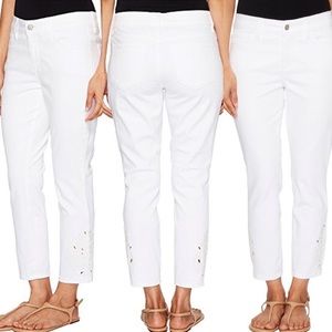 NYDJ 8P Ankle White Embroidery Cropped jeans